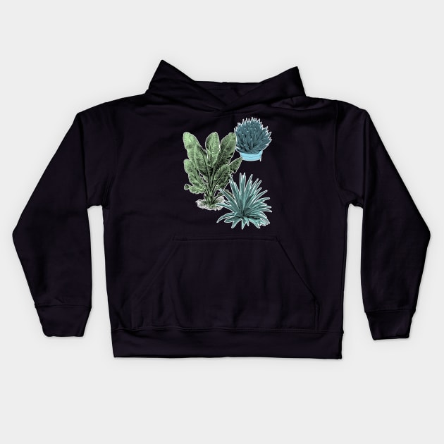 Tropical Plants | Succulent Banana Leaves Kids Hoodie by encycloart